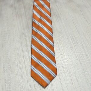 Brooks Brothers Orange and White Striped Tie